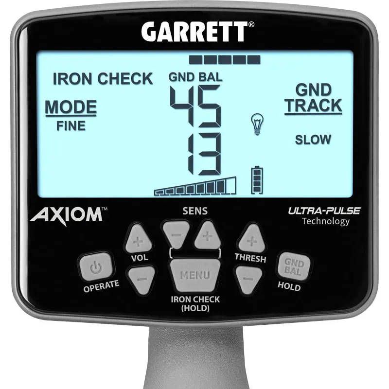 Garrett Axiom Metal Detector with 13"x11" DD Coil, 11"x7" Mono Coil and MS-3 Headphones - Military Discount