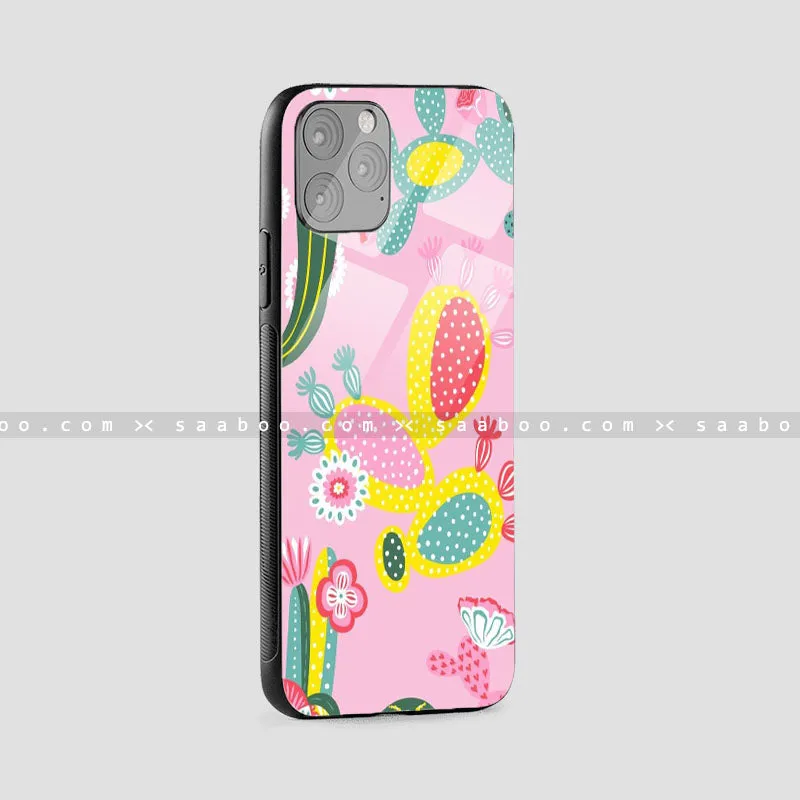 Glossy Protective Case With Pink Cactus