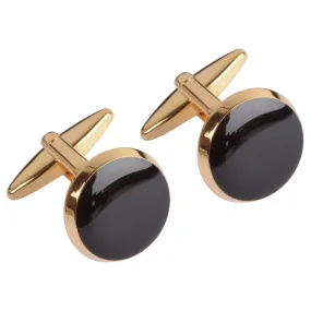 Gold Circle With Onyx Centre Cufflinks