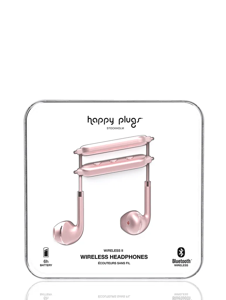 Happy Plugs Pink Gold Earbud Plus Wireless Headphones