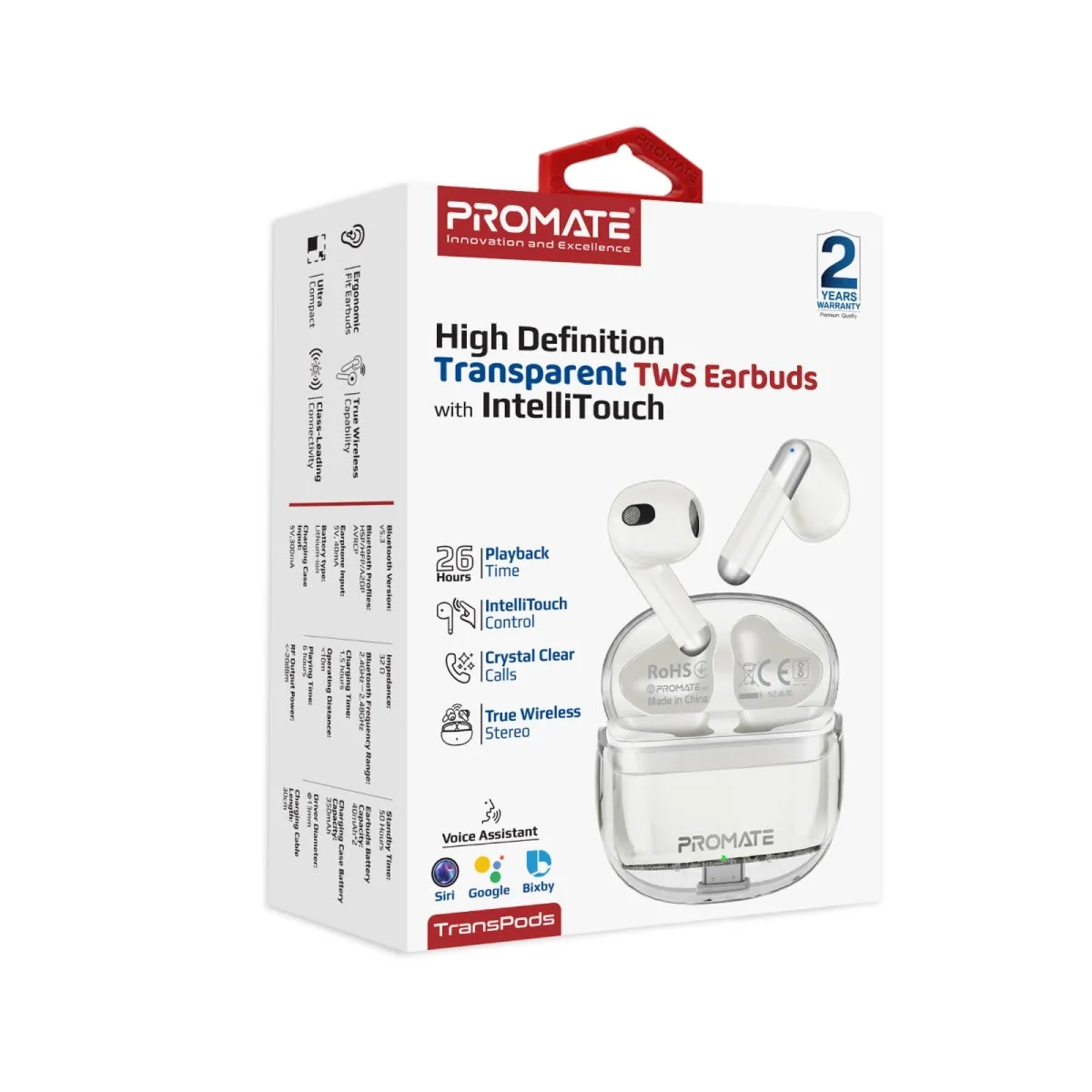 High Definition Transparent TWS Earbuds with IntelliTouch