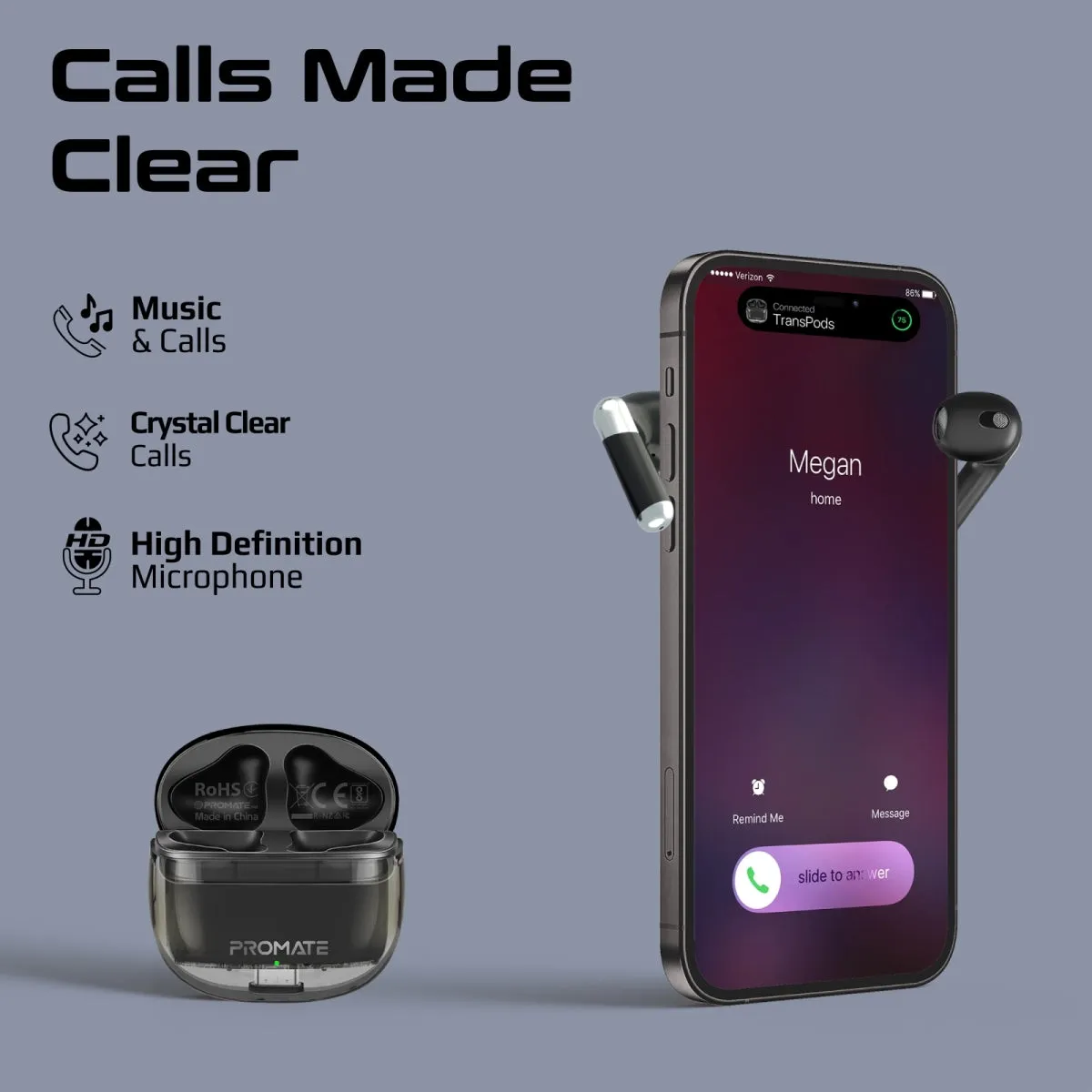 High Definition Transparent TWS Earbuds with IntelliTouch