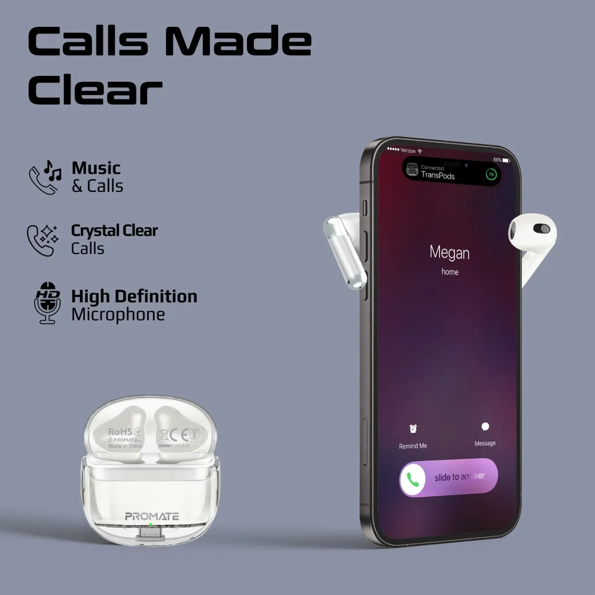 High Definition Transparent TWS Earbuds with IntelliTouch