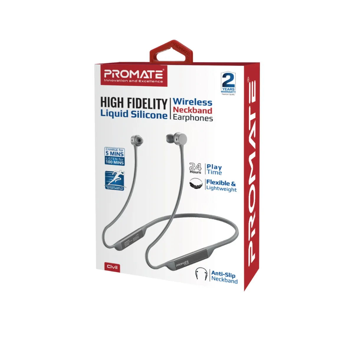 High-Fidelity Liquid Silicone Wireless Neckband Earphones