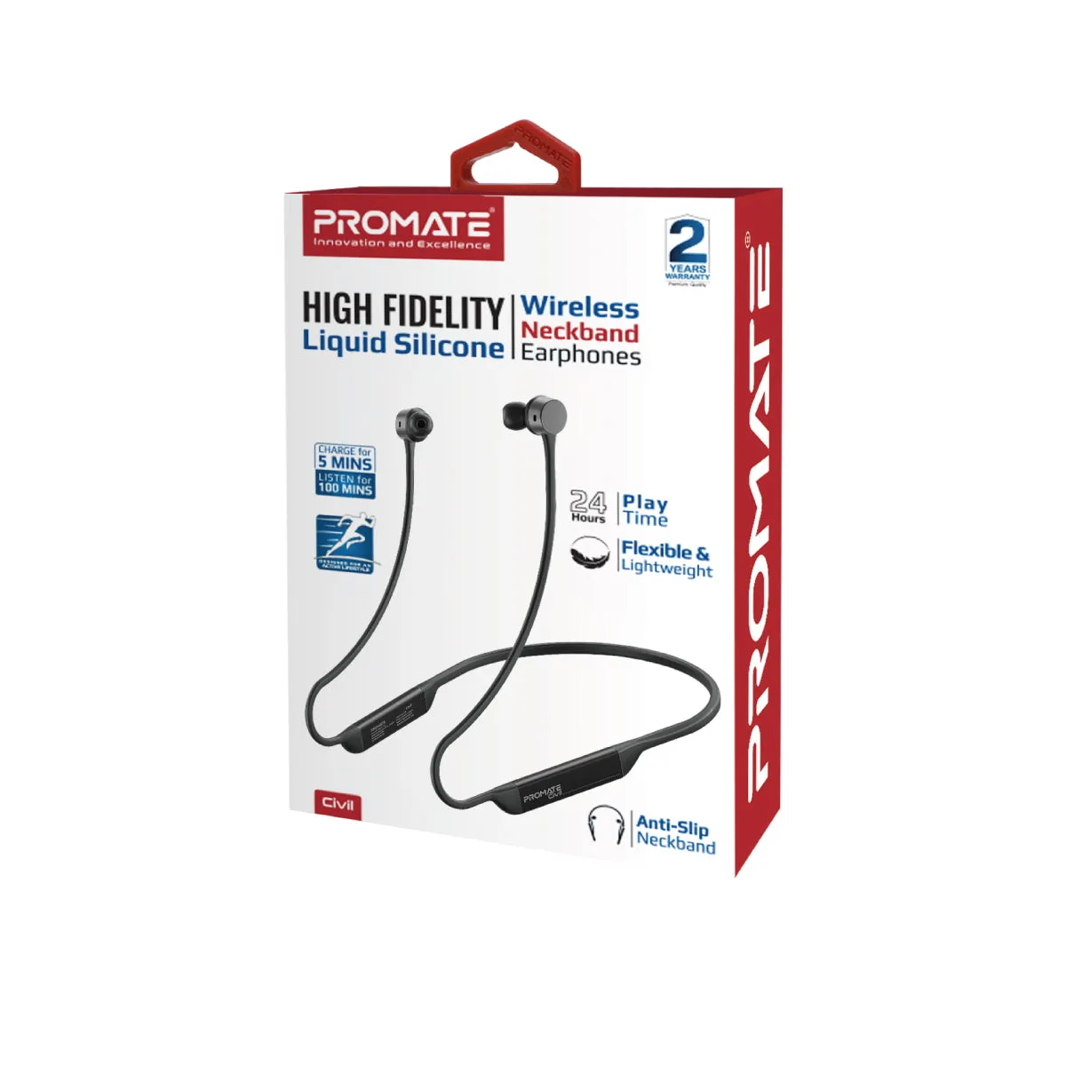 High-Fidelity Liquid Silicone Wireless Neckband Earphones