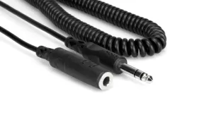 Hosa HPE-325C Coiled 1/4" TRS Headphone Extension Cable - 25ft