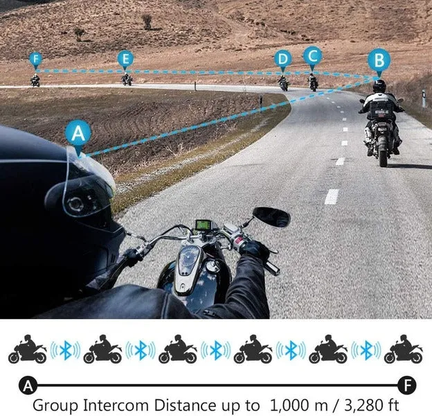 ILM Motorcycle 6 Rider Bluetooth Communication System with HD Camera