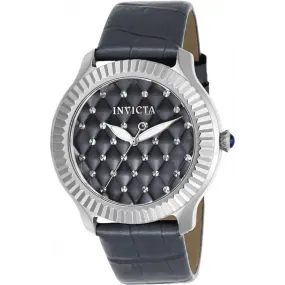 Invicta Women's  Angel Quartz Grey Patterned Dial, Leather Strap Watch 22565