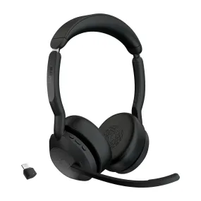 Jabra Evolve2 55 Uc Stereo - Headset - On-Ear - Bluetooth - Wireless - Active Noise Cancelling - Usb-C - Black - Zoom Ce