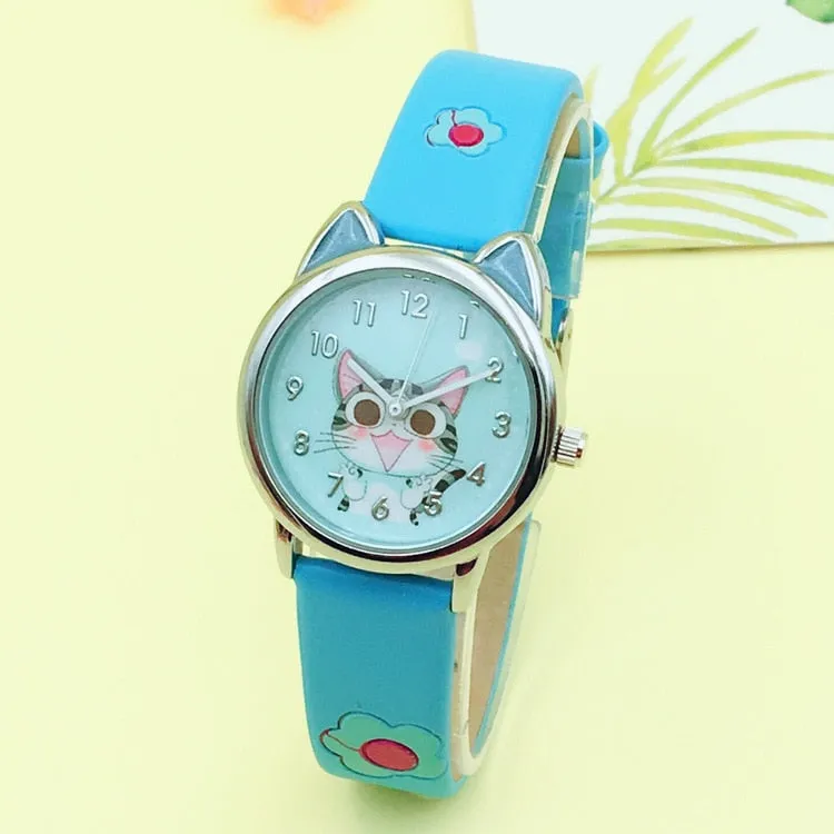 JOYROX Cute Cheese Cat Pattern Student Clock Gift Relogio Feminino