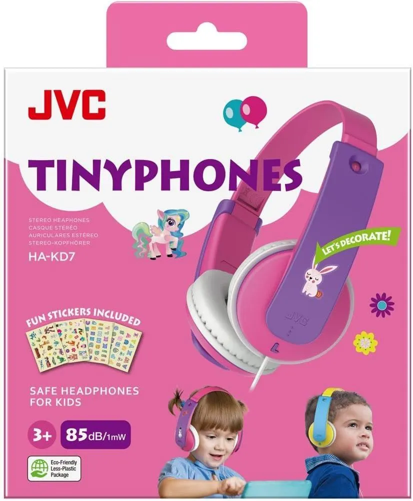 JVC Tinyphones Stereo Kids Wired 3.5mm Headphones Pink/Purple - HA-KD7PN-E