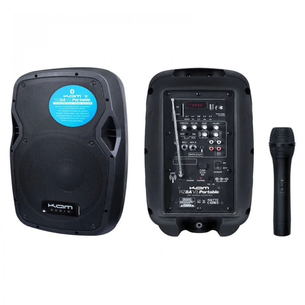 KAM Portable PA System with Microphone and Bluetooth (various sizes)