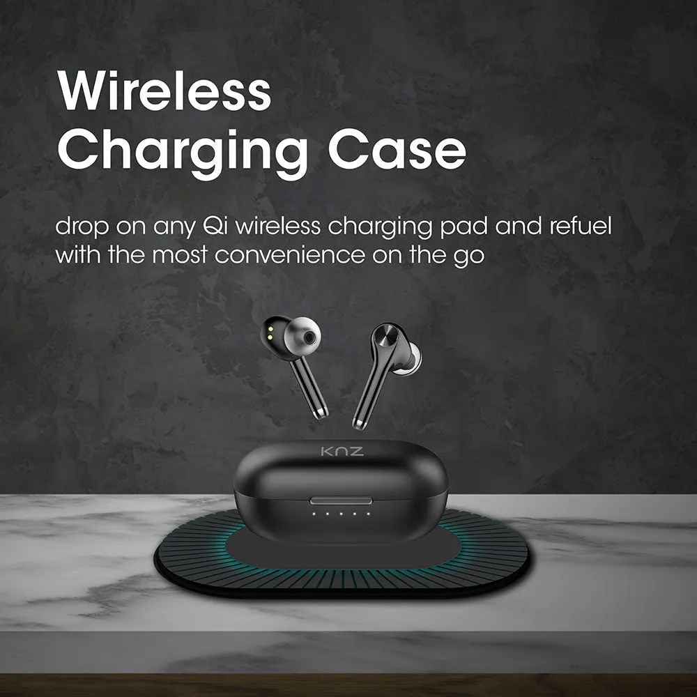 KNZ SoundMax True Wireless Earphone with Qi Wireless Charging Case