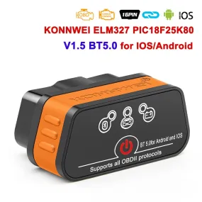 KONNWEI KW901 ELM327 V1.5 PIC18f25k80 Bluetooth 5.0 OBD2 Scanner ELM 327 V1 5 Auto OBD 2 Car Diagnostic Tools PK Vgate iCar2