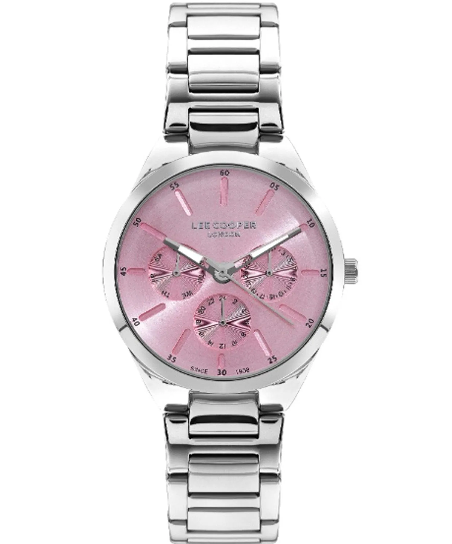 Lee Cooper  Women's Watch Pink Dial Silver Metal Strap, LC07643.380