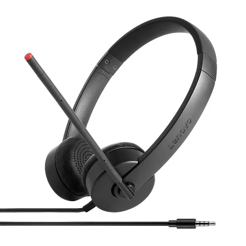 Lenovo Essential Stereo Analog Headset, Wired, On-ear, Adjustable Headband, Boom - 4XD0K25030