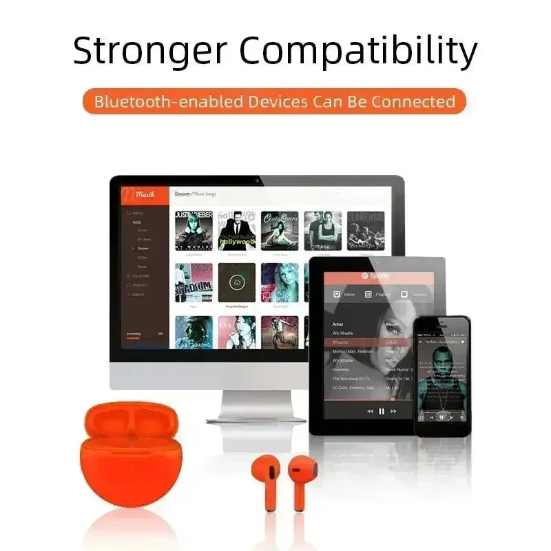 LS Original Pro 6 TWS Bluetooth Stereo Earphones - Mini In-Ear Headset for Xiaomi & Android Devices