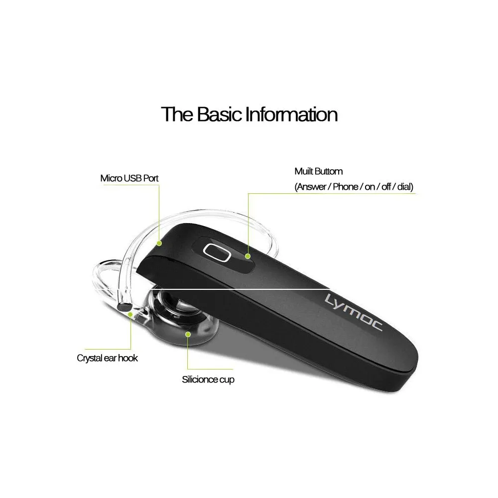 LYMOC New B1s B1 Bluetooth Headset Wireless Earphones Handsfree for Office Sports Driver Workout Stereo For iPhone XiaoMi Phone