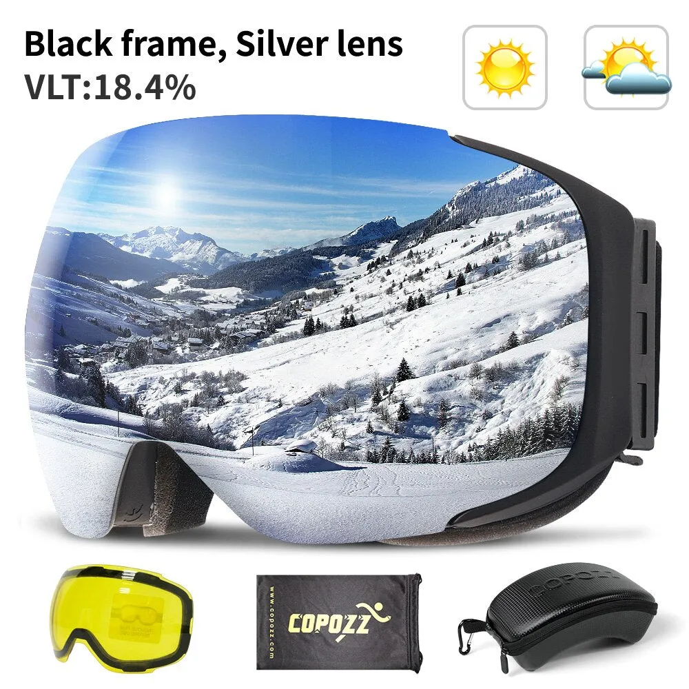 Magnetic Ski Goggles with Quick-change Lens and Case Set