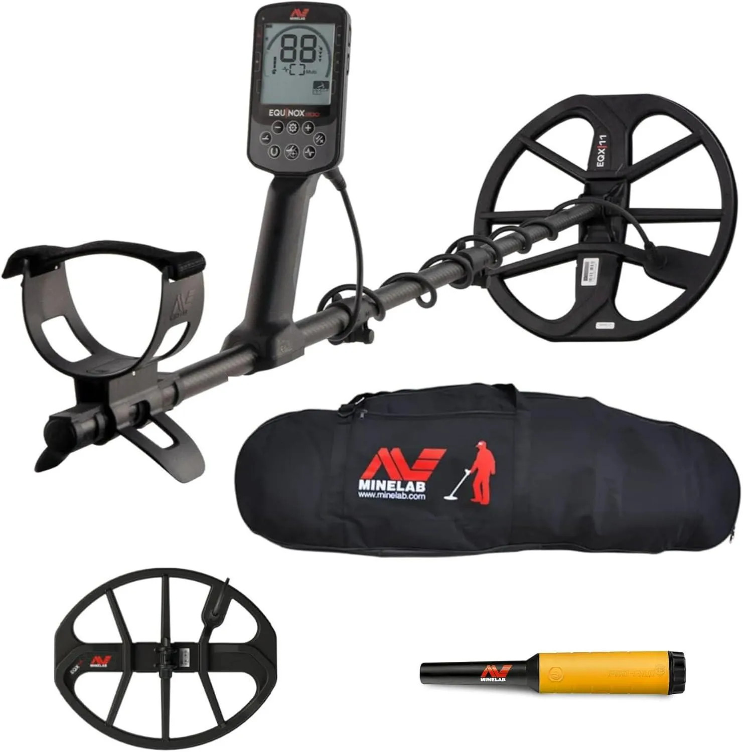 Minelab Equinox 900 Waterproof Metal Detector Bundle with EQX 15 SmartCoil and Case Bundle (4 Items)