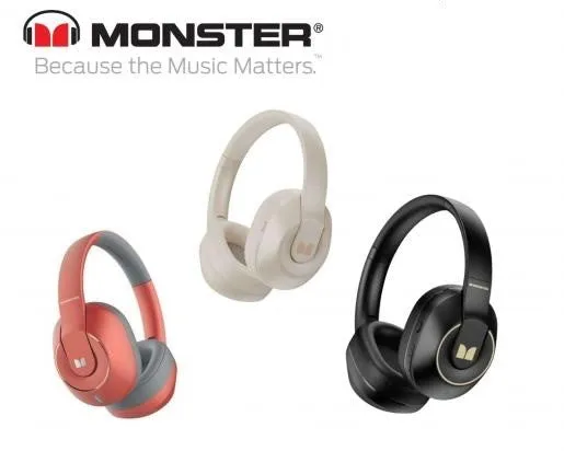 Monster Wireless Bluetooth 5.3 Headphones 25H Hifi Music Earphones Noise Reduction