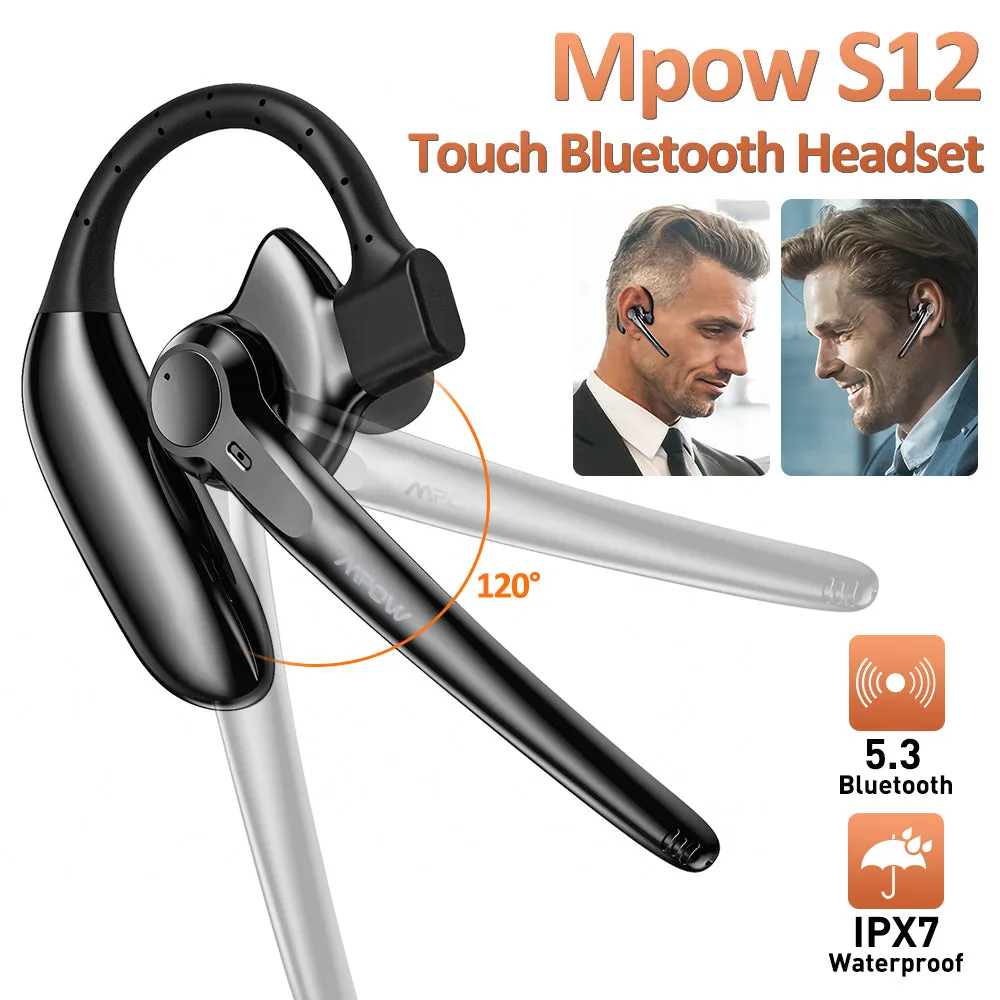 Mpow S12  Bluetooth Wireless Earpiece Headset Hands-free Calling with Clear Voice 280 Hours Standby Time lPX7