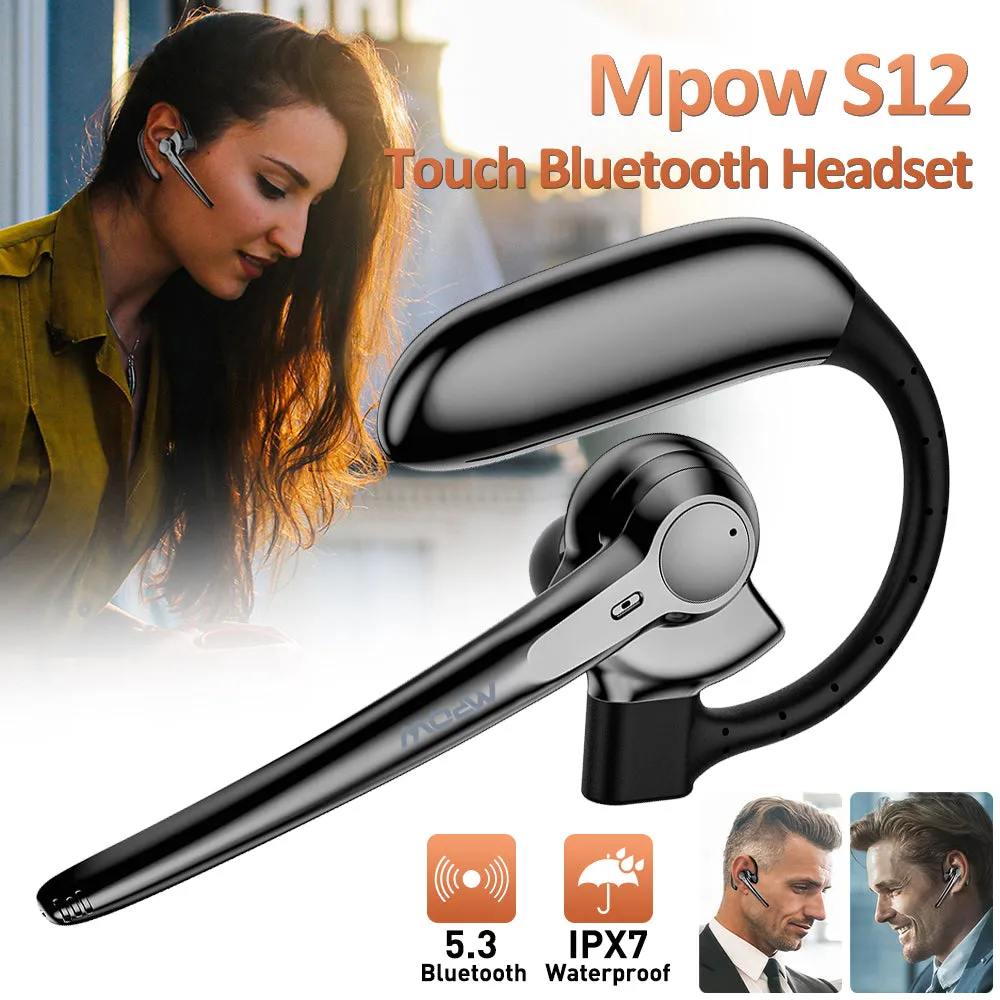 Mpow S12  Bluetooth Wireless Earpiece Headset Hands-free Calling with Clear Voice 280 Hours Standby Time lPX7