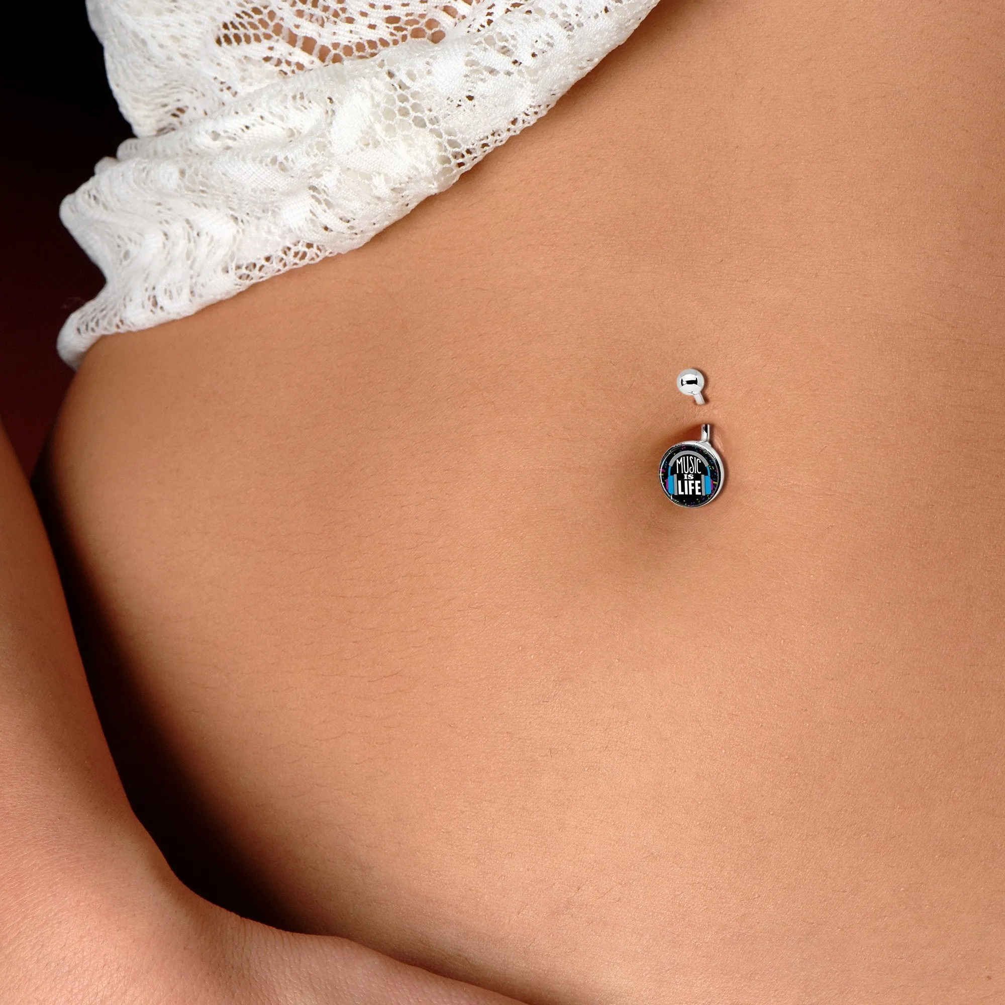 Music is Life Headphones Belly Ring