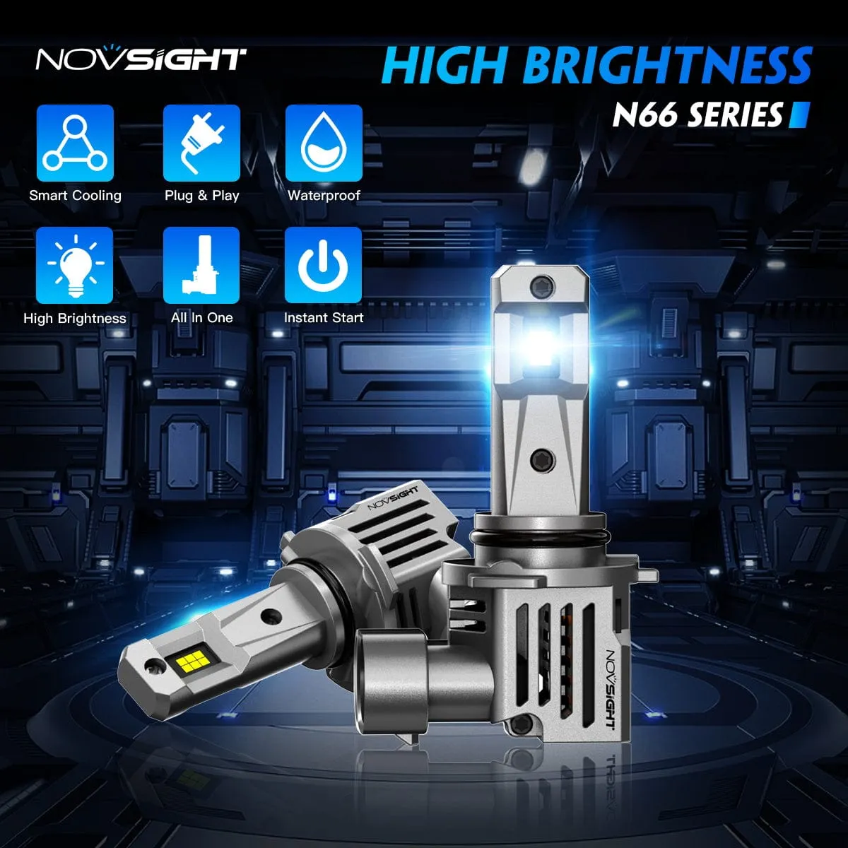 N66 Pro Series Wireless | 9006 HB4 LED Bulbs Perfect Beam 80W 18000LM 6500K White | 2 Bullbs