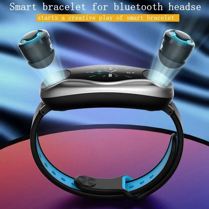 NEW!! Fitness Bracelet Bluetooth 5.0 Wireless Earphones Waterproof Smart Watch Android IOS