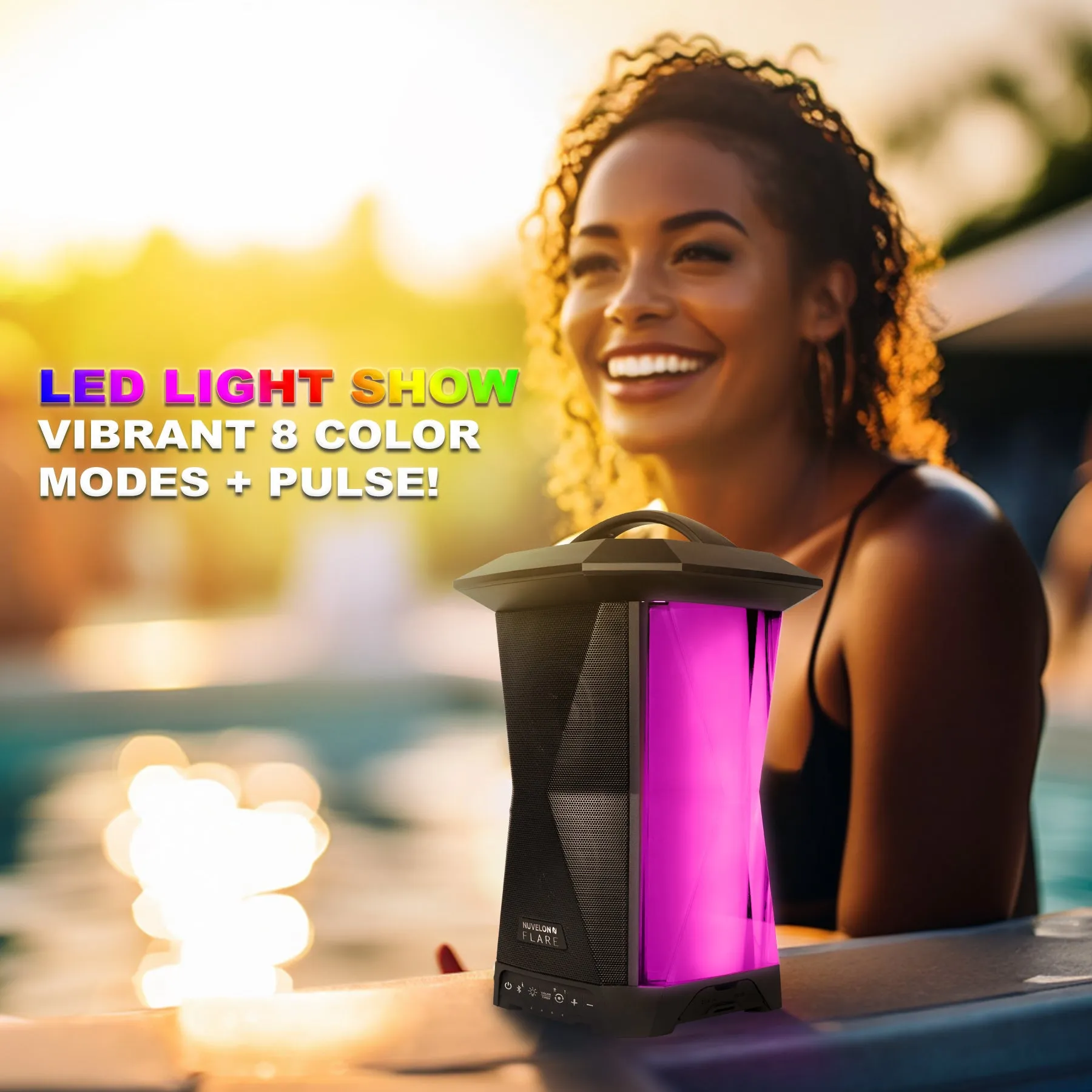 NUVELON Flare ® Bluetooth LED Lantern Speaker | Outdoor/Indoor 15W Stereo Speakers | 2 Pack