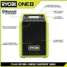 Open Box -  RYOBI 18V ONE  Lithium-Ion Cordless Compact Radio (Tool-Only)