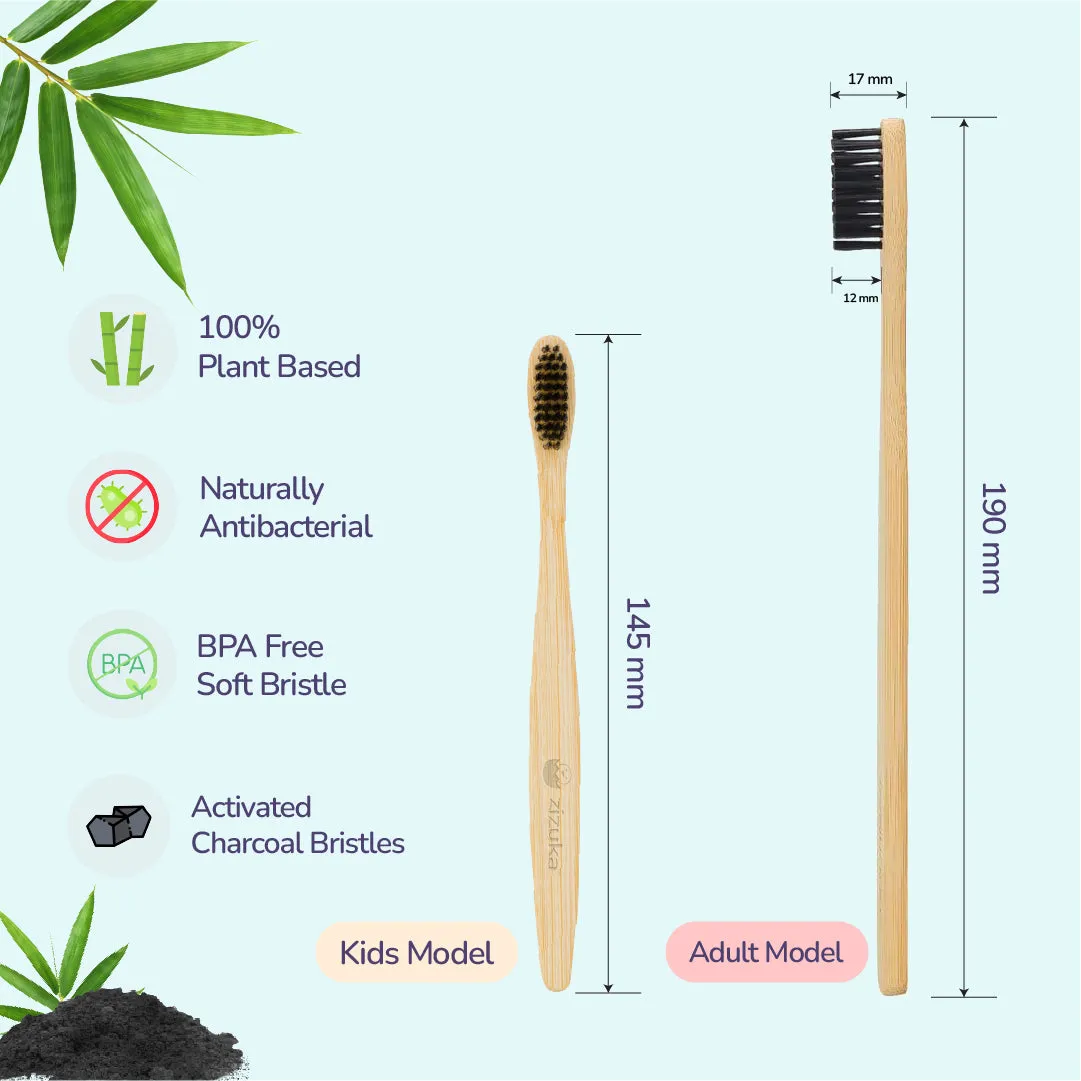 Organic Bamboo Toothbrush for Kids/Toddler/Adult - BPA Free Bristle (Pack of 2)