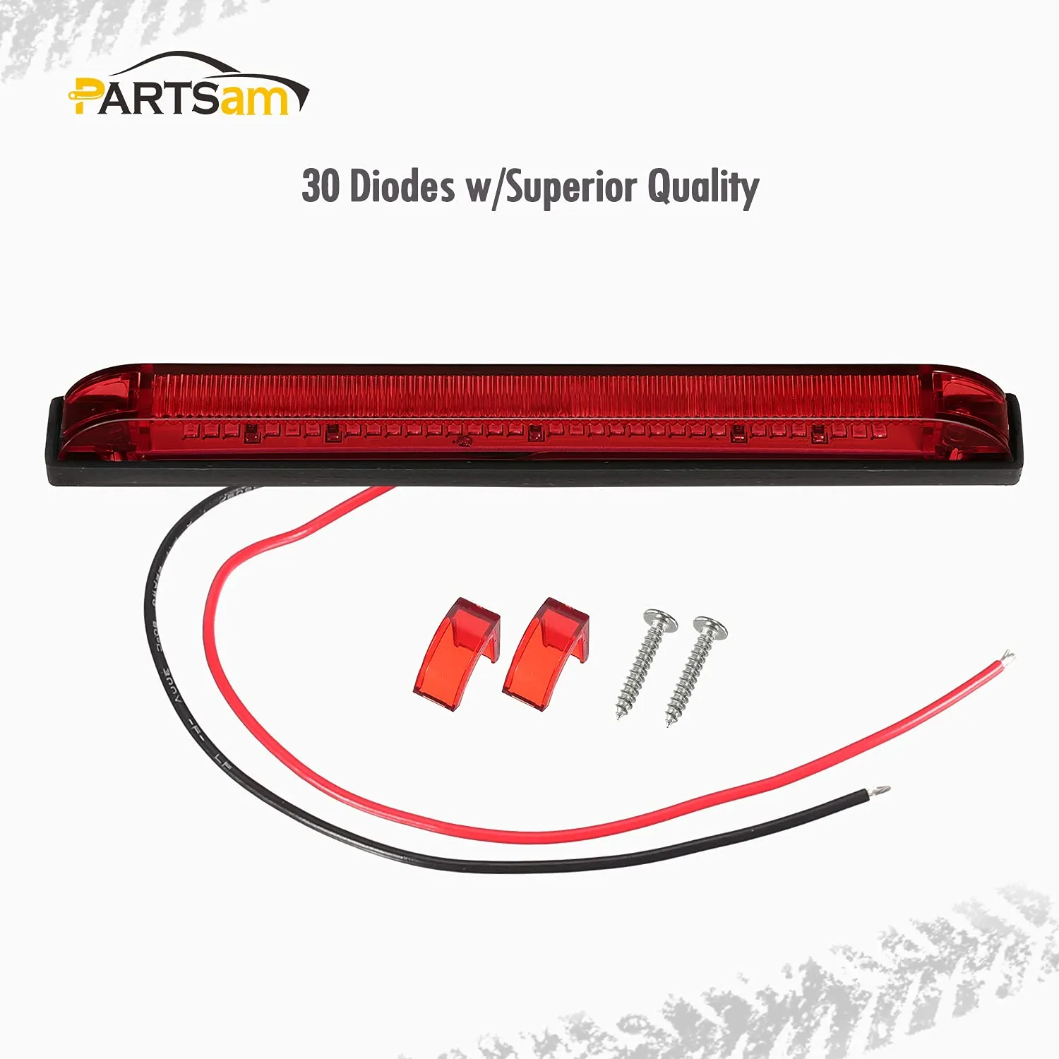 Partsam 2X 8 Led Utility Strip Light Marker Red 30LED Boats Lighting