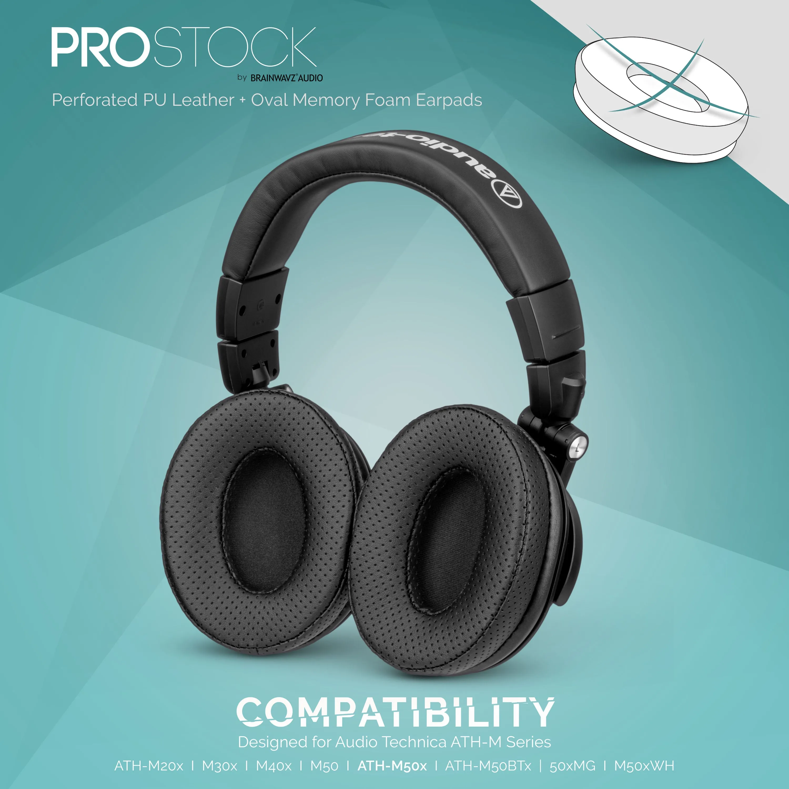 ProStock ATH M50X & M Series Replacement Earpads - Custom Designed Shape with Memory Foam - Perforated