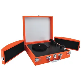 PYLE PVTTBT8OR Bluetooth(R) Classic Vinyl Record Player Turntable with Fold-Out Speakers & Vinyl to MP3 Recording (Orange)