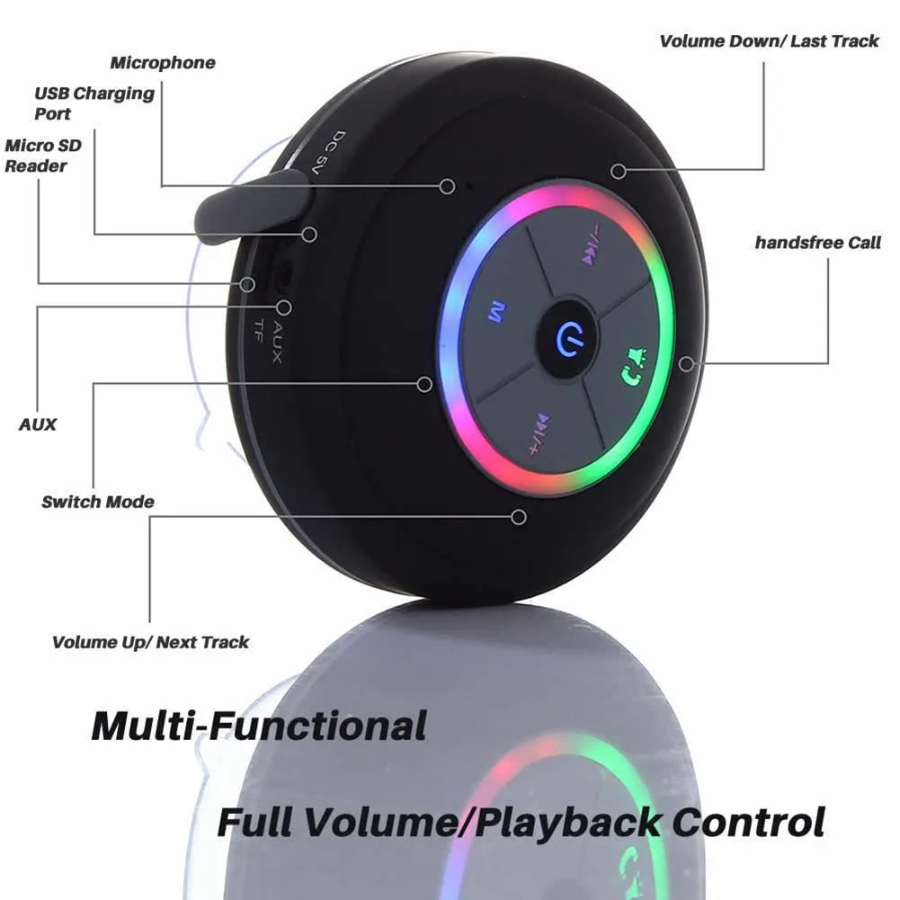 Q9 Waterproof Wireless Bluetooth LED Speaker with Microphone For Hands-Free Call