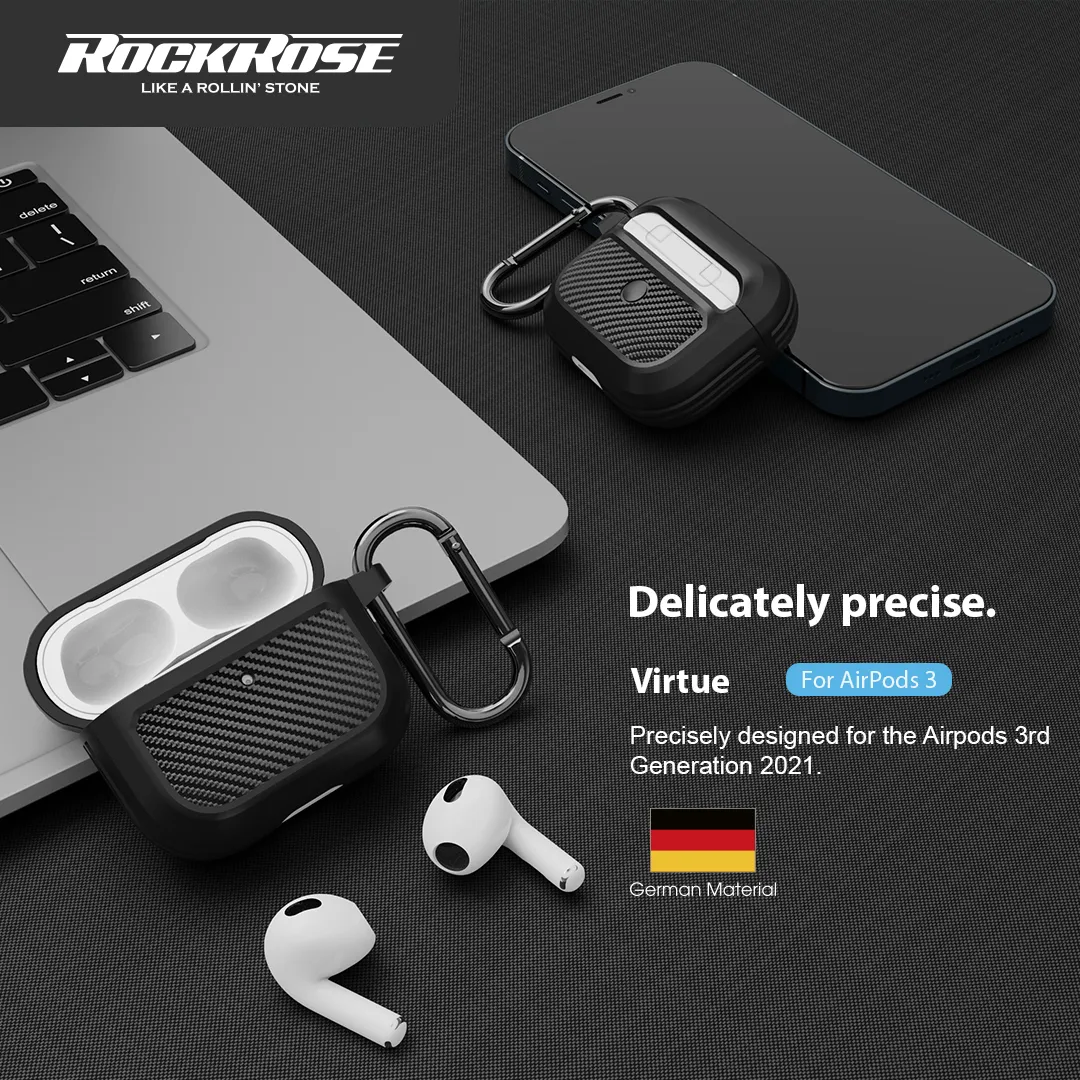 RockRose Virtue Rugged Carbon Fiber Protective Case for AirPods 3