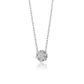 Round Cluster Diamond Pendant w/Chain