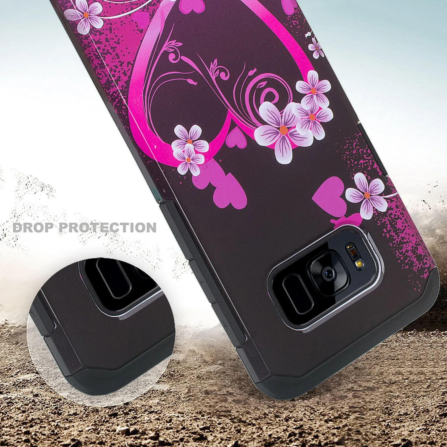 Samsung Galaxy S8 Plus Case, SM-G955 Case, Slim Hybrid Dual Layer[Shock Resistant] Protective Case Cover - Heart Butterflies