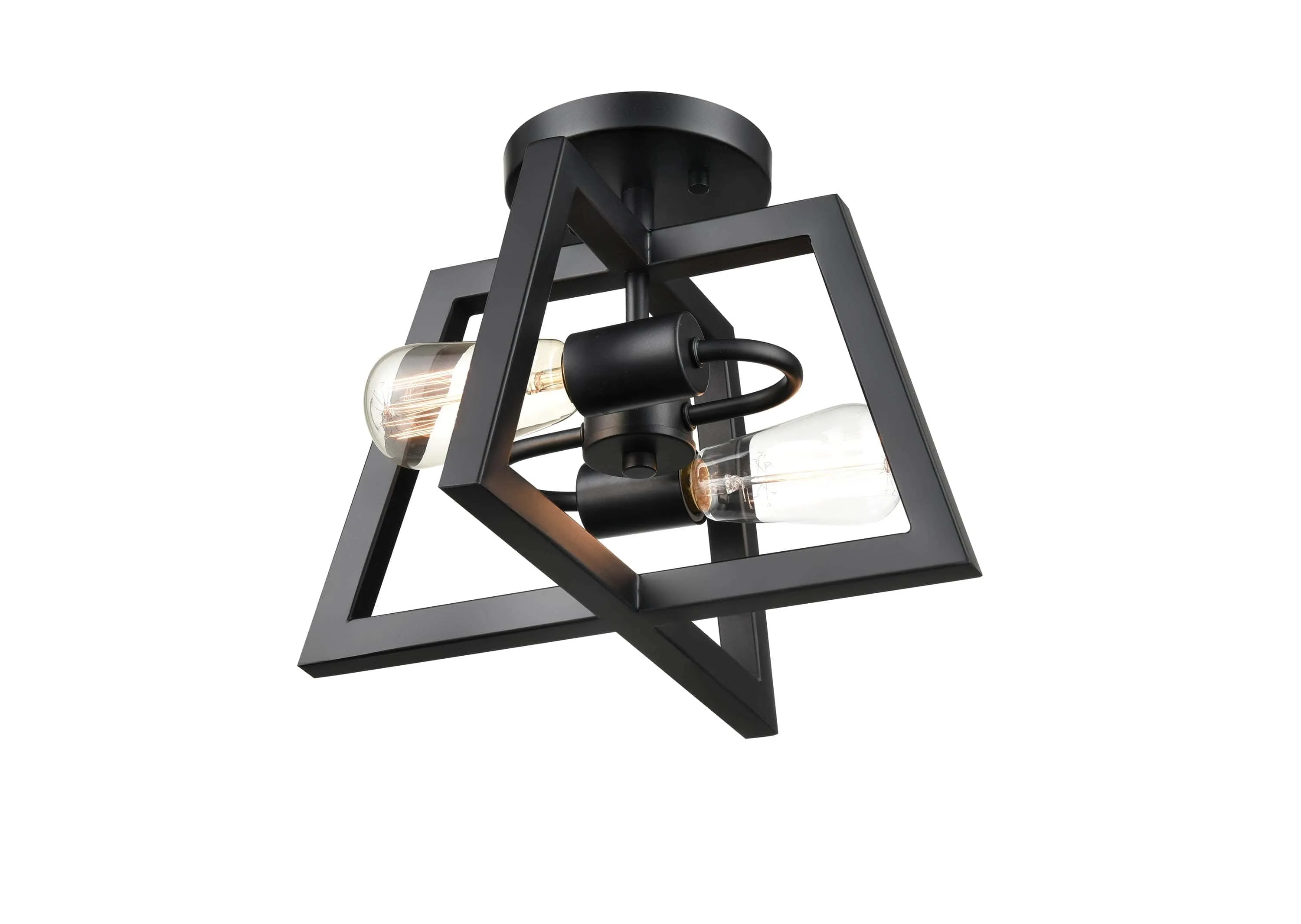 Semi-Flush Mount Fixture - Matte Black - 13in. Diameter - E26 Medium Base