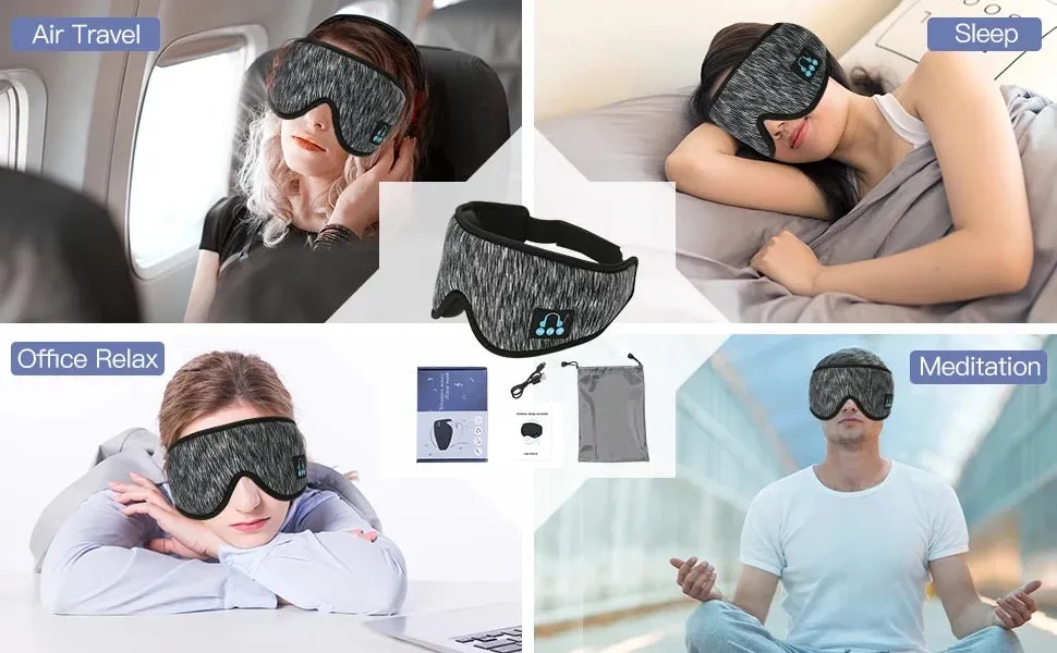 Soft Cotton Premium Sleeping Mask with Bluetooth Headphone Speakers