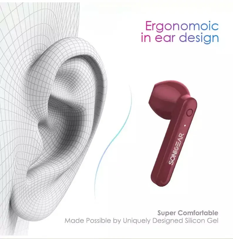 SonicGear EarPump TWS3   BT Earphones Maroon