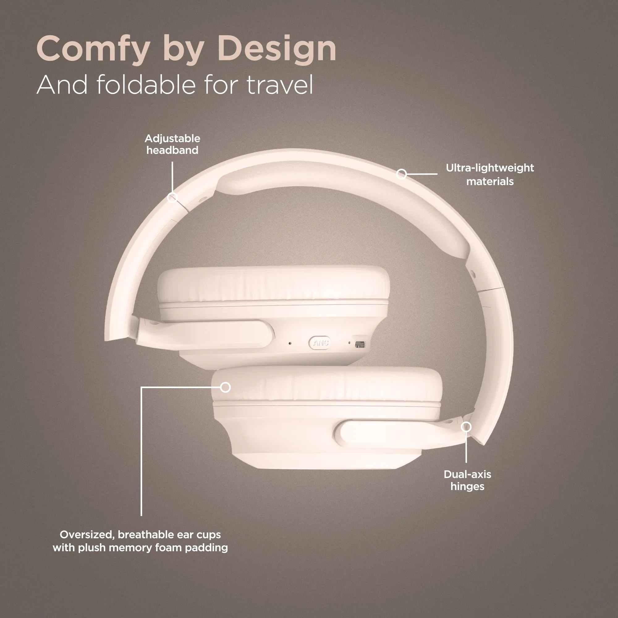 Stealth2 ANC Wireless Headphones | Bone