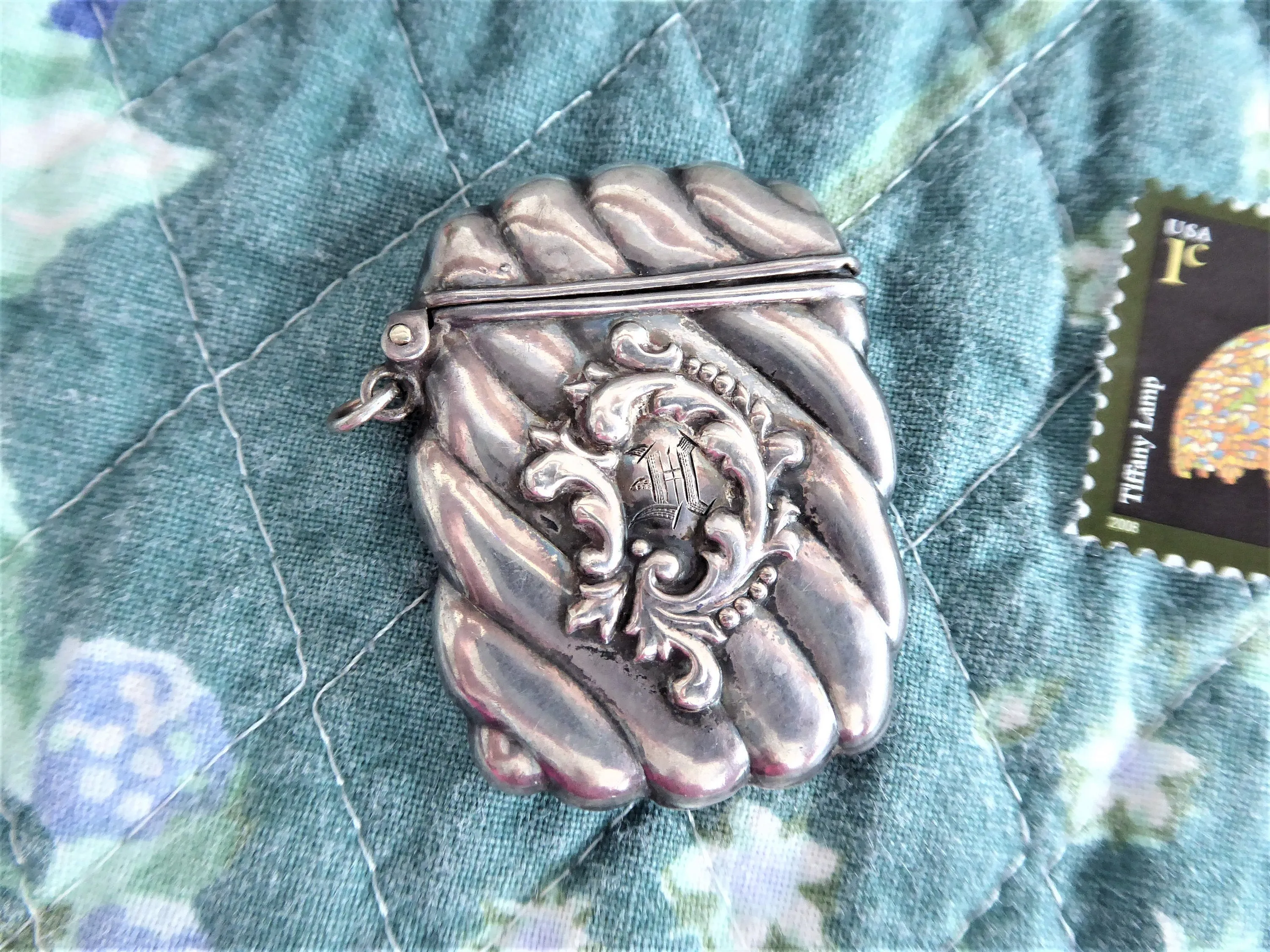 Sterling Silver Stamp Case Victorian Chatelaine Fob Pendant Accessory 1890s American