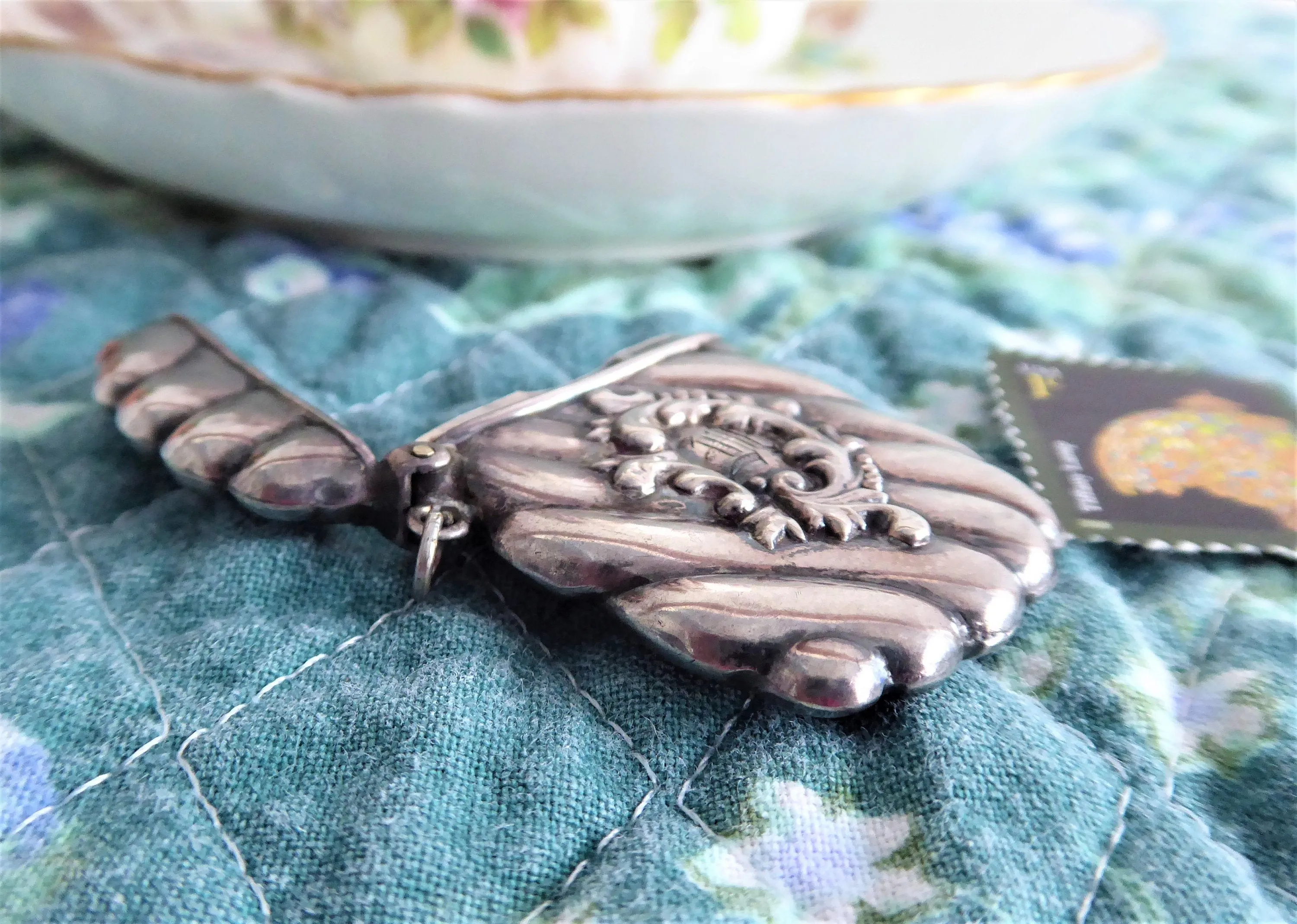 Sterling Silver Stamp Case Victorian Chatelaine Fob Pendant Accessory 1890s American