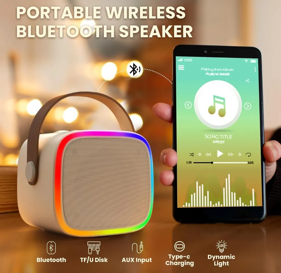 (Toys) BONAOK Kids Karaoke Machine/Portable Mini Bluetooth Speaker with Wireless Microphone/Kids, Adults, Girls, Boys