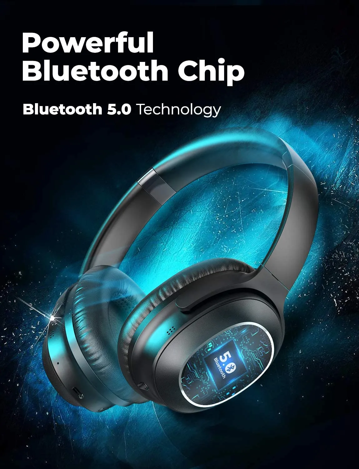 Tribit QuietPlus 72 Wireless Headphones Bluetooth 5.0 Foldable with 2 Microphones Noise Cancelling 500mAh 30h Playtime Rich Bass HiFi Sound BTH72