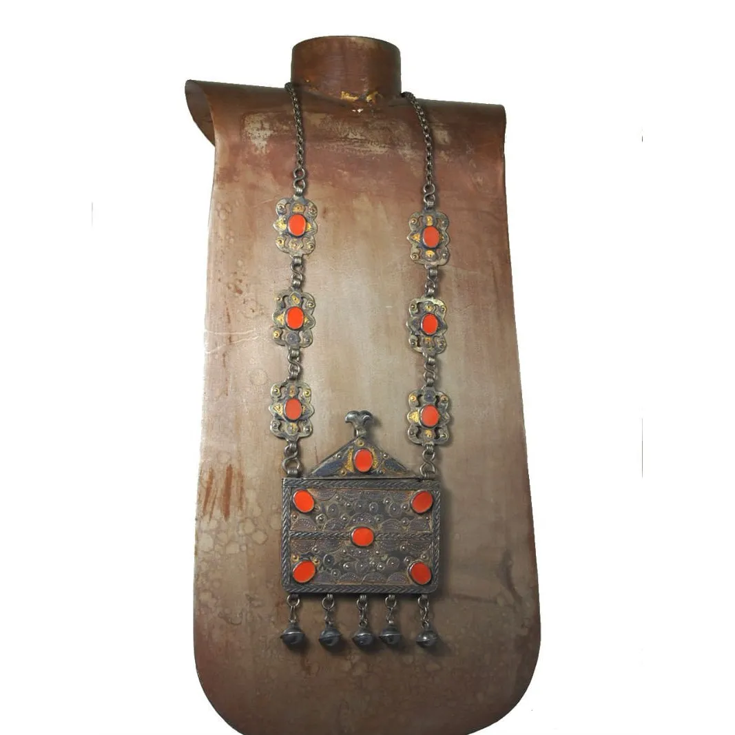 Turkmen Amulet Case Antique with Original Chain-17