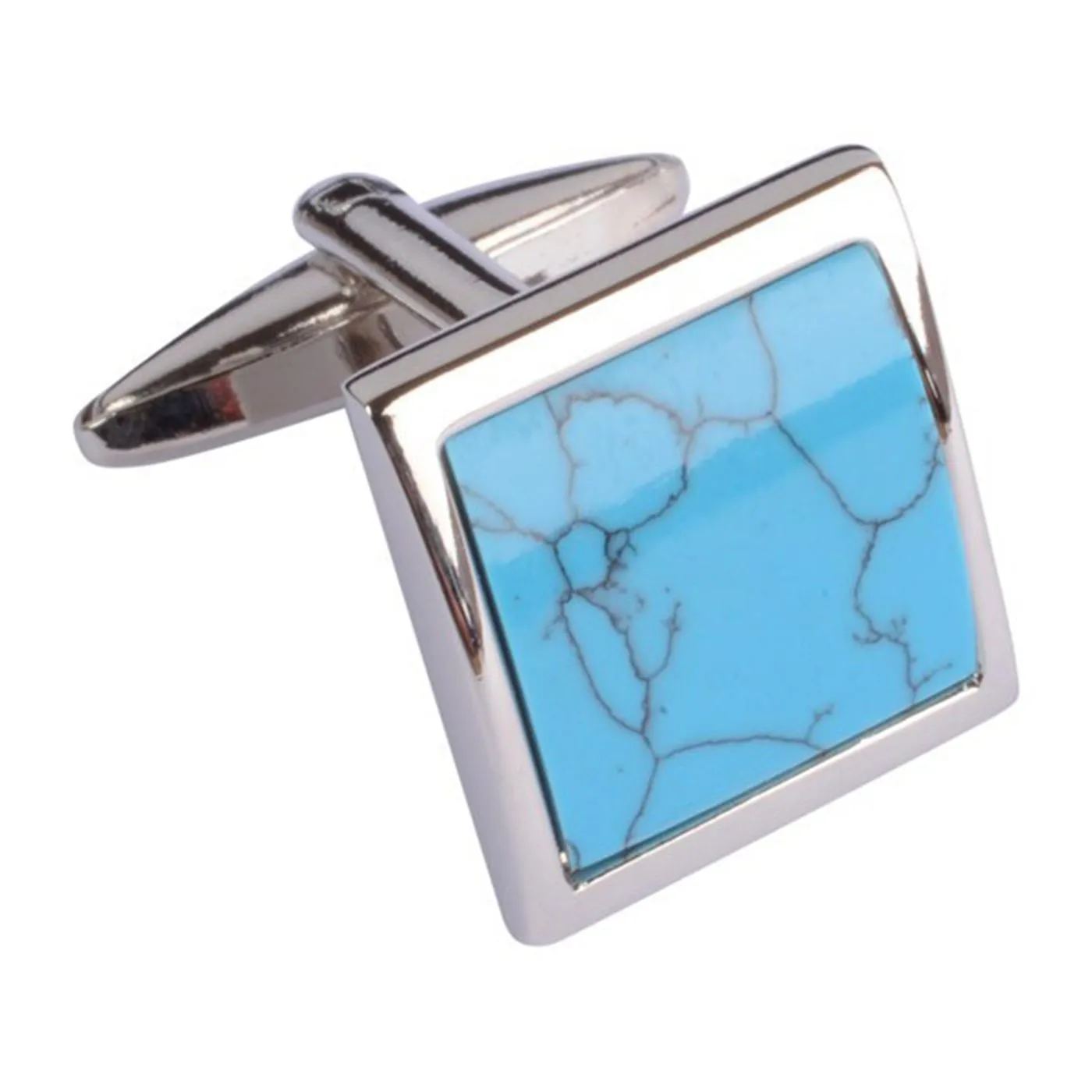 Turquoise stone square cufflinks